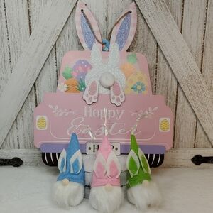 Easter Wall Decor Sign with Set of 3 Easter Gnomes
